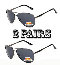 2 Pairs Classic Pilot Metal Frame Polarized Men Women Pilot Sunglasses