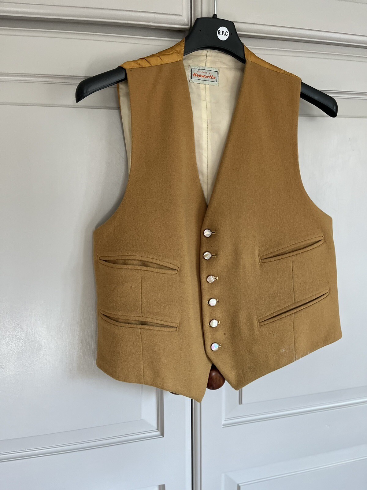 Waistcoat mustard felt wool approx 40" chest eBay