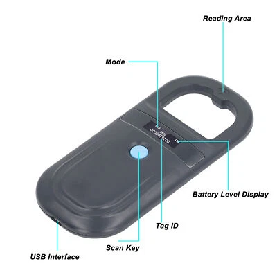 Escáner de microchip para mascotas 134,2 KHz ISO11784 85 FDX EMID microchip lector escáner