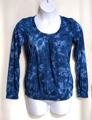 Self Esteem Junior Navy Tie Dye Stud Long Sleeve Top (AGTDWSOI) Size L - NWT