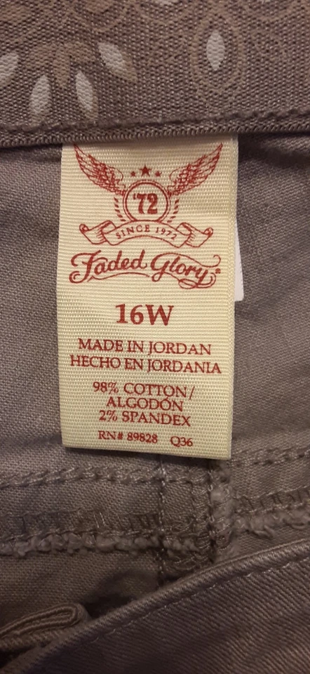 Bermudas descoloridas Glory Marjorie marrón remaches bolsillos falta talla 16W Foto 4 de 4