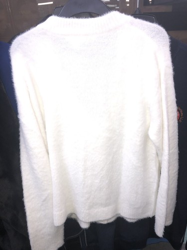 White Fluffy Cardigan Sweater XS | eBay