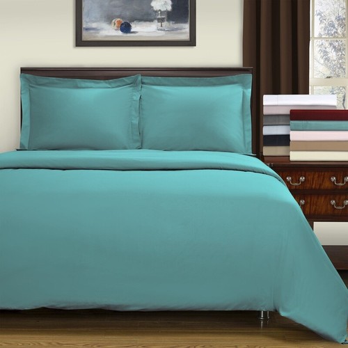 400 Thread Count Egyptian Cotton Solid Duvet Cover Set Twin Plush Bedding New - Picture 4 of 4