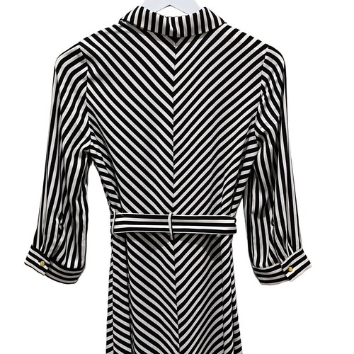 NWT H&M dress sz 4 black white stripes midi dress office minimalist NEW career - Picture 6 of 7