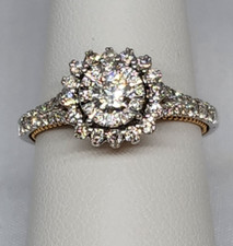 14K Two Tone 3/4 Carat TW Diamond Halo Ring
