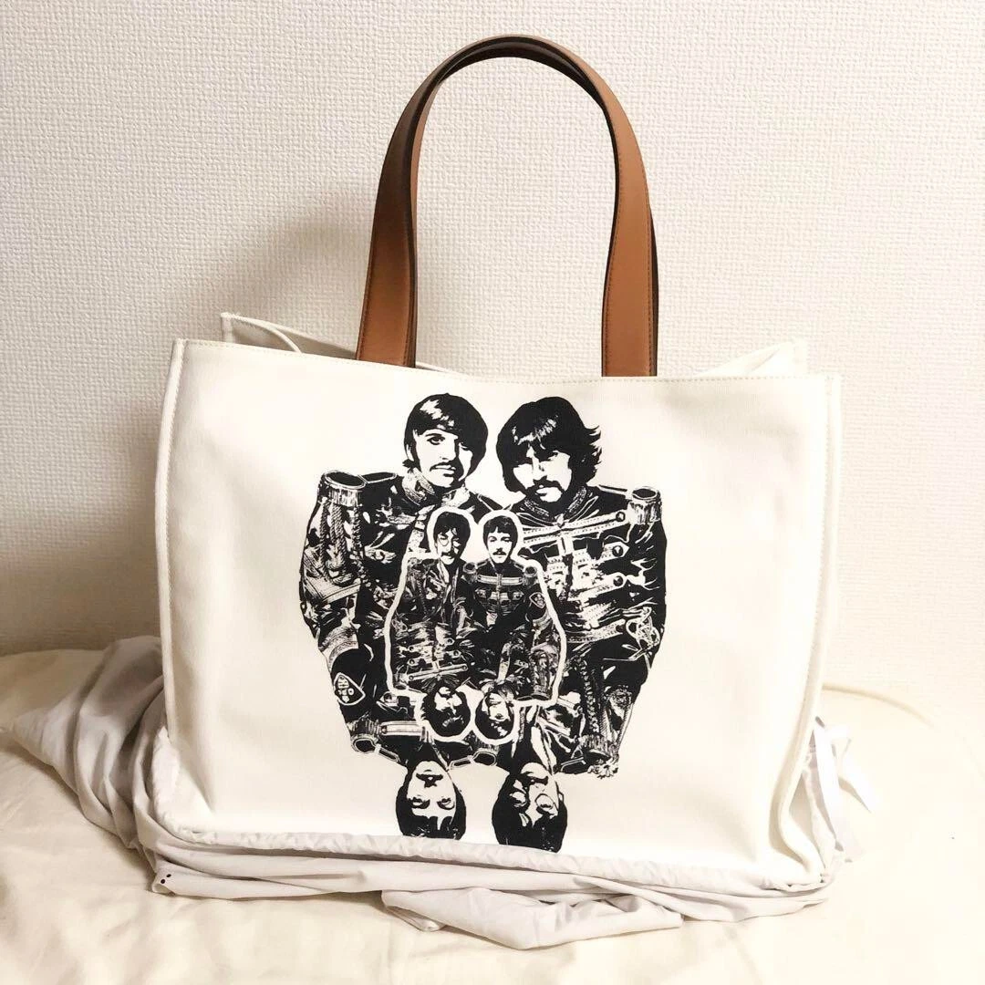 Stella McCartney The Beatles Tote Organic Cotton White W Storage Bag Unisex