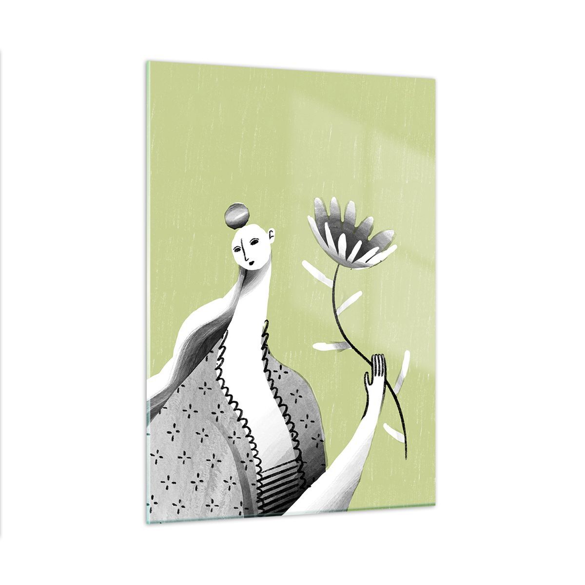 Quadro su Vetro 50x70cm Donna Fiore Caricatura Stampe Immagini Moderni Murale