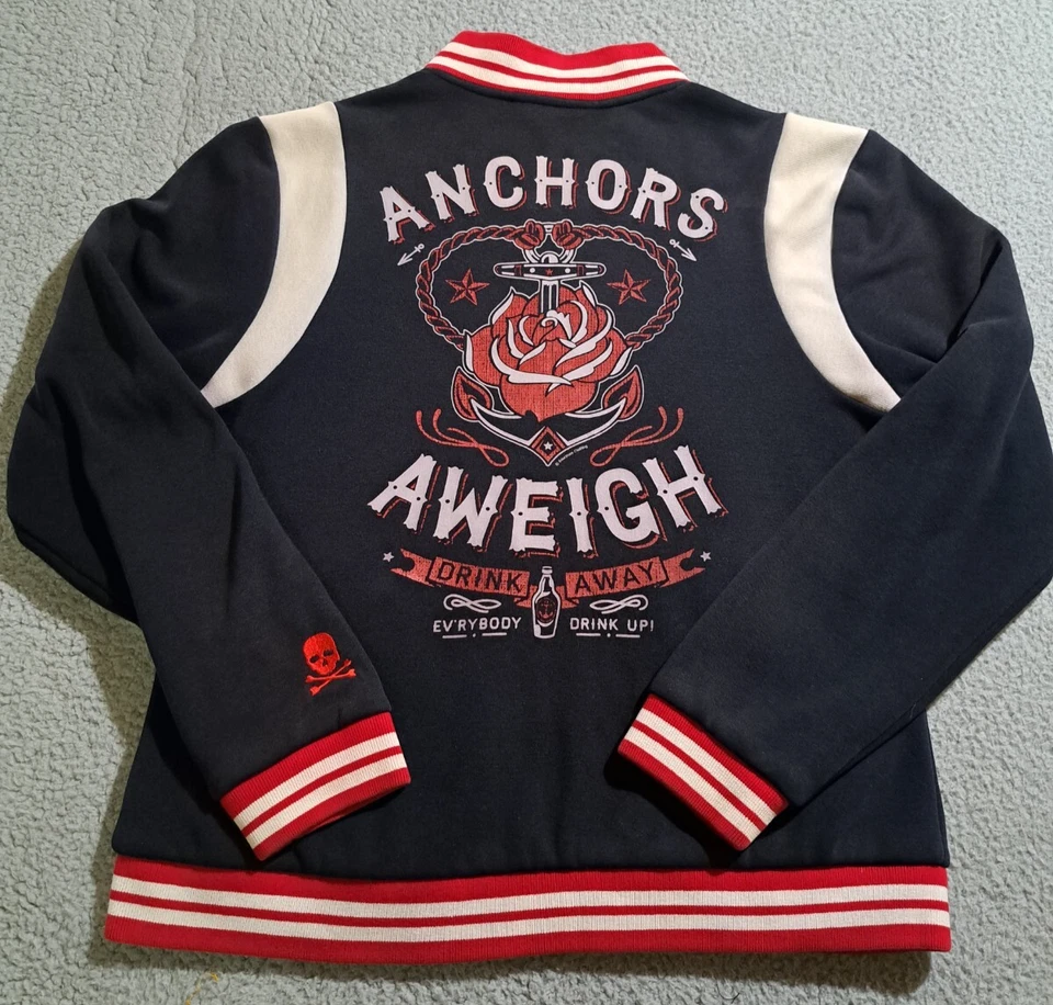 Chaqueta Universitaria Sourpuss Para Mujer Azul Marino Rojo Blanco Cremallera Completa Manga Larga Talla XXL Foto 2 de 4