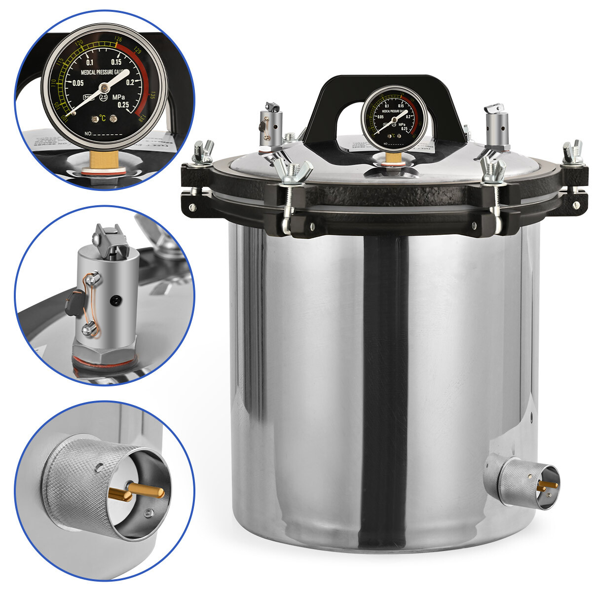 Steam Autoclave Sterilizer 18L 2000W Dental Lab High Pressure