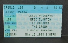 1998 Eric Clapton Concert Ticket Stub. The Crown. Cincinnati Ohio