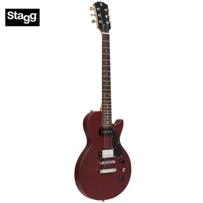 Stagg SEL-HB90 CHERRY Solid Mahogany Flat Top P90 Electric Guitar - Cherry