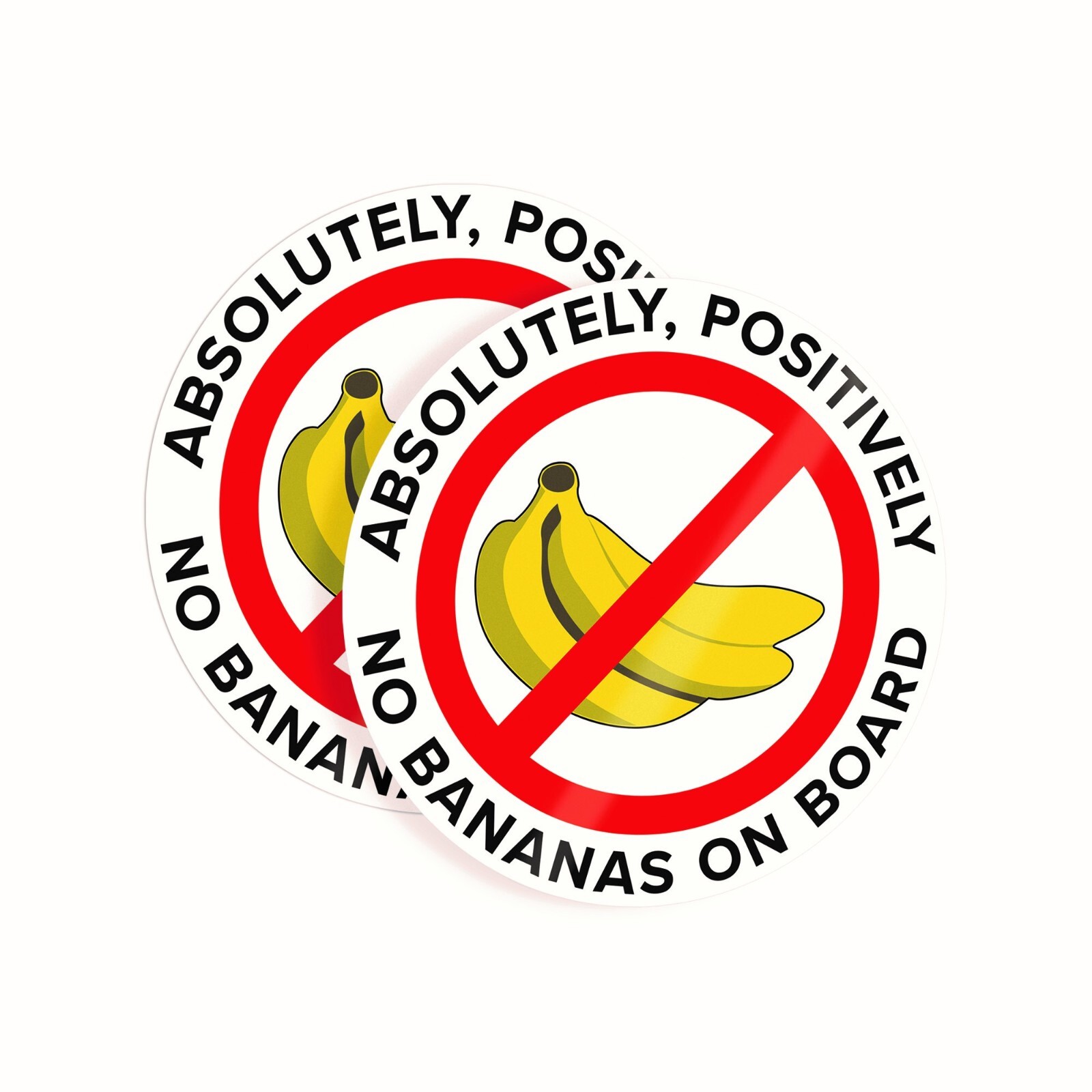 No Bananas on Board Stickers. Large 6" Circular Decal Set/2 Peeln