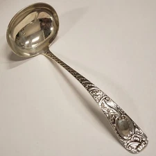 1890 Antique Frank W Smith Ornate EARLE Pattern Sterling Silver Ladle No Mono