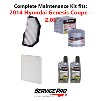 2014 Hyundai Genesis Coupe 2.0L Complete Cabin, Air & Oil Filter Kit (5W-40)