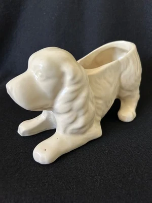 Vintage Ceramic Springer/Cocker Spaniel Dog Planter Cream Shawnee USA - Image 1 of 4