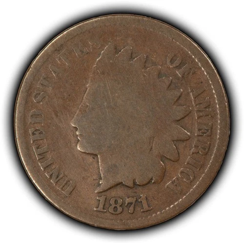 1871 1c Indian Head Small Cent - Chocolate Brown - Good - SKU-Y6502