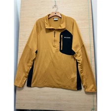 Columbia Mens Quarter Zip Fleece Pullover Amber Black Size L Outdoor