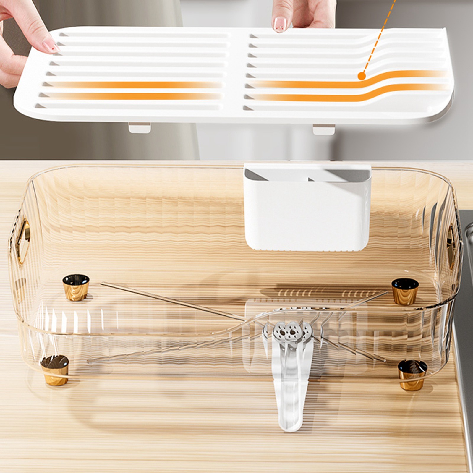Dish Drying Rack Multipurpose Large Capacity Detachable Space Saving Drain Hol ;