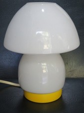 Lampada a FUNGO bianca e gialla OPALINA Vintage Design d'epoca abat jour tavolo