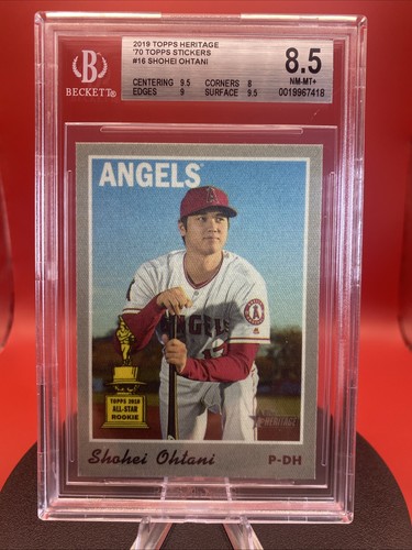 ⚾️ 2019 Topps Heritage - 1970 Cloth Stickers Shohei Ohtani #16 BGS-8.5💥 Low Pop