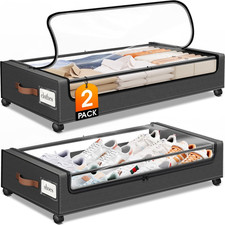 Under Bed Storage with Wheels 2Pack Storage Containers with Clear Window  under