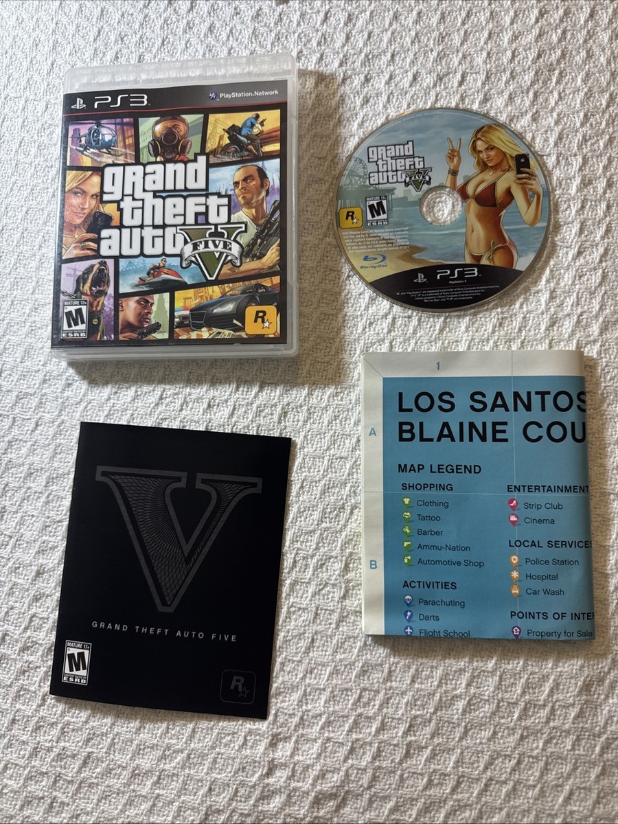 Grand Theft Auto V Sony PlayStation 3, 2013 PS3 GTA 5 Complete CIB