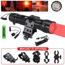Hunting Red Light LED Flashlight Rechargeable Rifle Torch with Free Scope Mount