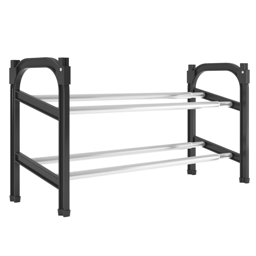 Black and Silver Aluminum Shoe Rack with Polystyrene and PE Medium by vidaXL-image