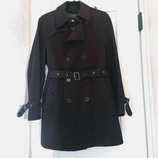 Vintage Burberry Blue Label Black Trench Coat Nova Check Liner M Used Japan