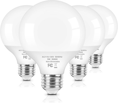 Brightever G25 LED Globe Light Bulbs 60W Equivalent, 5000K Daylight White LED Va