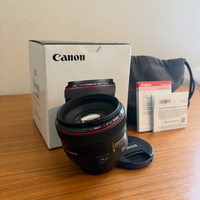 Canon EF 50mm F/1.2L USM Lens with dust bag - Mint