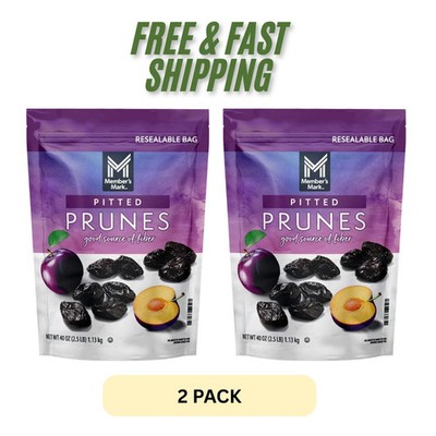 2 PACK - Member's Mark Dried Pitted Prunes, 40 oz (Total 80 oz) FREE SHIPPING