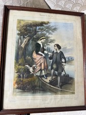 Vintage Souvenirs Du Jenne Age "La Confiance" Color Lithograph - Framed