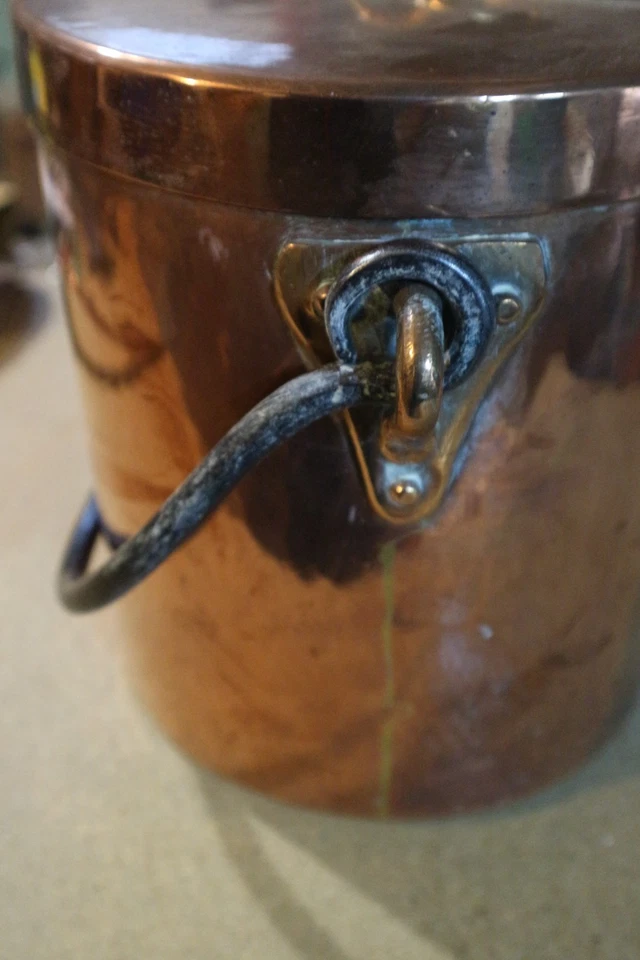 ancienne chaudron marmite avec couvercle en cuivre 3.6kgs - Photo 4/4