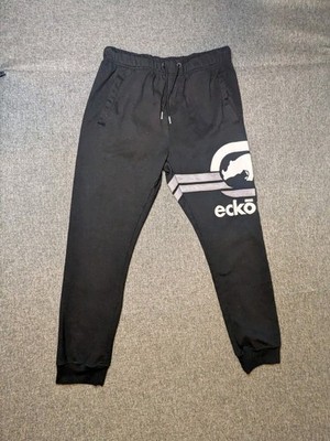 Ecko Unltd Graphic Joggers Men's Y2K  large Black Logo No.72 Fleece Sweatpants 