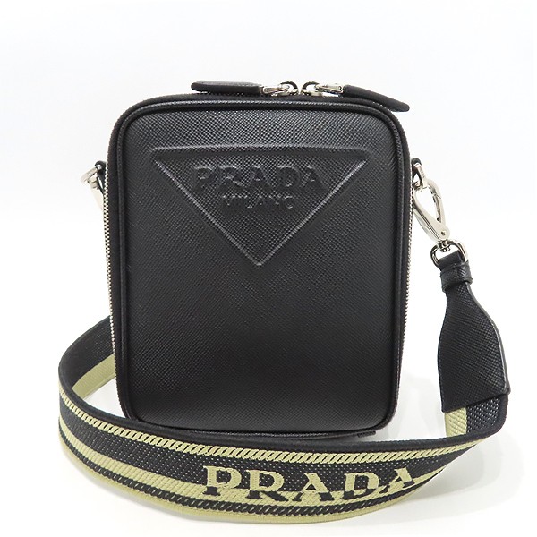 Prada Black Saffiano Leather Triangle Logo Crossbody Bag 2VH154
