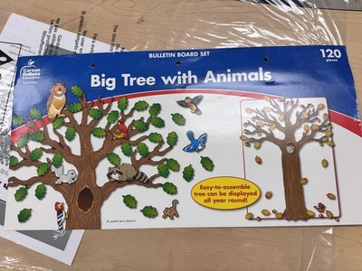 Vintage Carson Dellosa Big Tree with Animals Bulletin Board Set