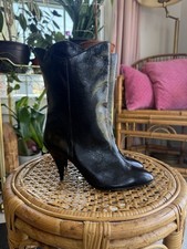 80S Jazz Made In Spain Leather Boots Size 7 2.5 Inch Heel Never Worn