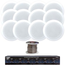 12x Pyle 5.25" 150W In-Wall/In-Ceiling Speakers, 6 Channel Speaker Selector