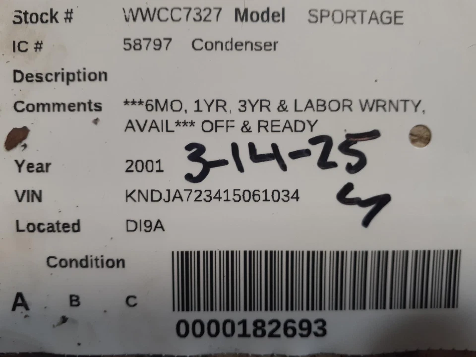 Used A/C Condenser fits: 2001 Kia Sportage  Grade A - Image 4 of 4