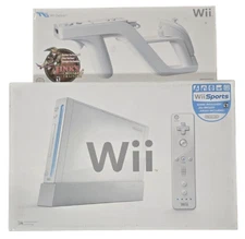White Nintendo Wii Console System Complete in Box / Link's Training Zelda Zapper