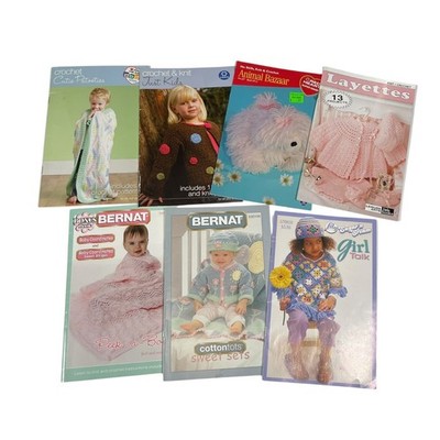 Mixed Lot of 7 Crochet/Knit Pattern Booklets Baby Kids Retro Vintage Crafting