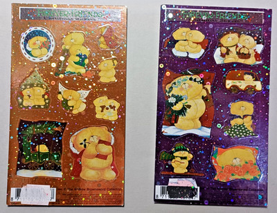 Forever Friends 90er Glitzer Sticker 2 Bögen Holo Vintage Teddybär
