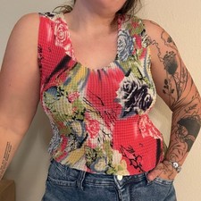 Vintage Nicola Floral Micro Pleat Crinkle Tan...