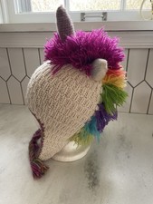 Andes Gifts Chunky Knit Unicorn Hat Earflap Tassels Alpaca Wool Made Peru Kids