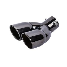 2.5 inch Inlet Dual Exhaust Tip Stainless Steel Polished Muffler Curved Black