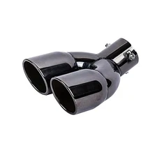 2.5 inch Inlet Dual Exhaust Tip Stainless Steel Polished Muffler Curved Black