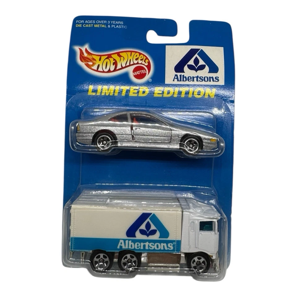 Hot Wheels 1997. Camión de carretera Albertsons #1818 paquete de 2 con BMW 850I plateado Foto 4 de 4