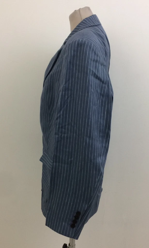 Jaeger Women's Blazer Size 20 Blue Stripe Single-Breasted Collared Linen New F1 - Image 3 of 4