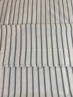 Threshold 100% Cotton Flat Sheet White/Black Standish Stripes XL TWIN For Target